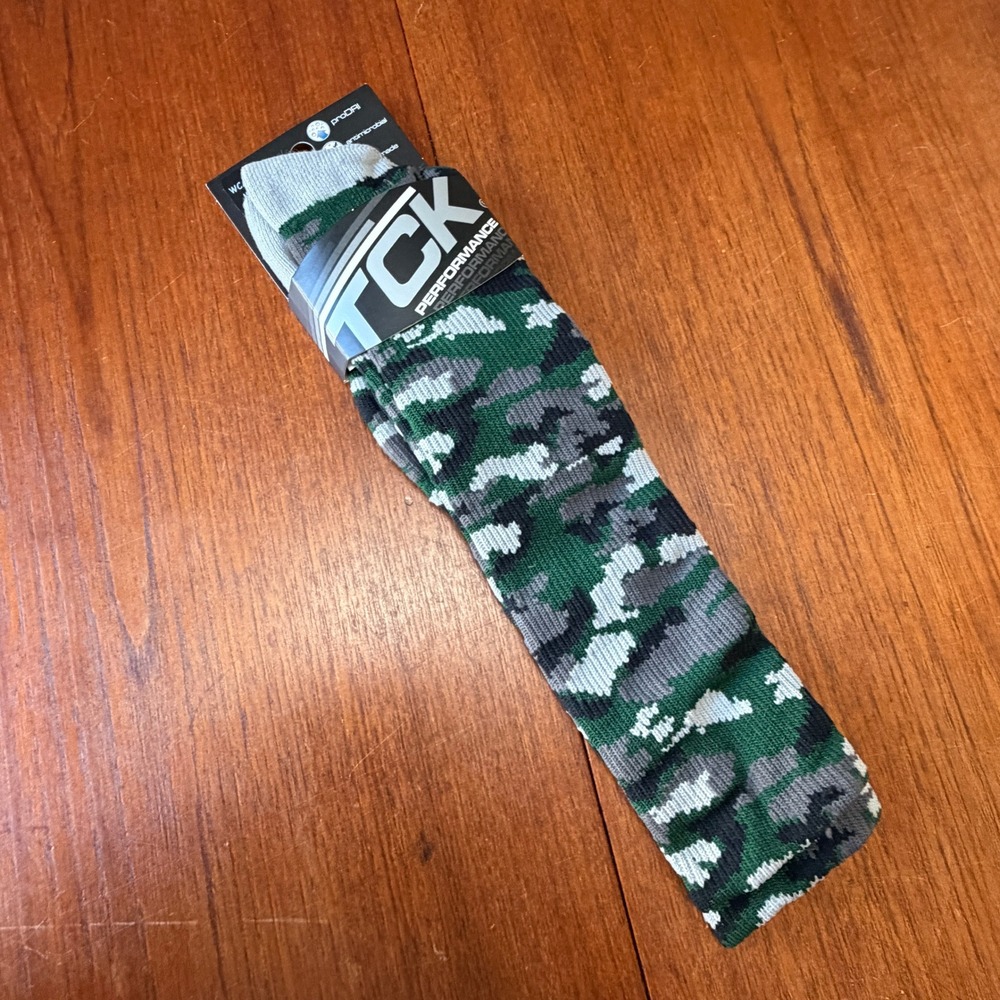 TCK Performance Woodland Camo Over The Calf Athletic Socks M Green Grey NEW